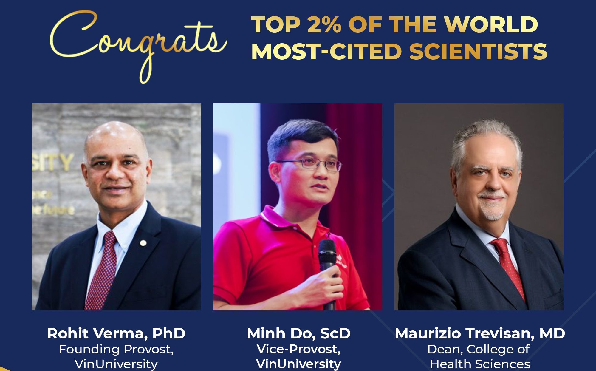 Congratulations to VinUniversity professors being in the top 2% of the world’s most cited scholars