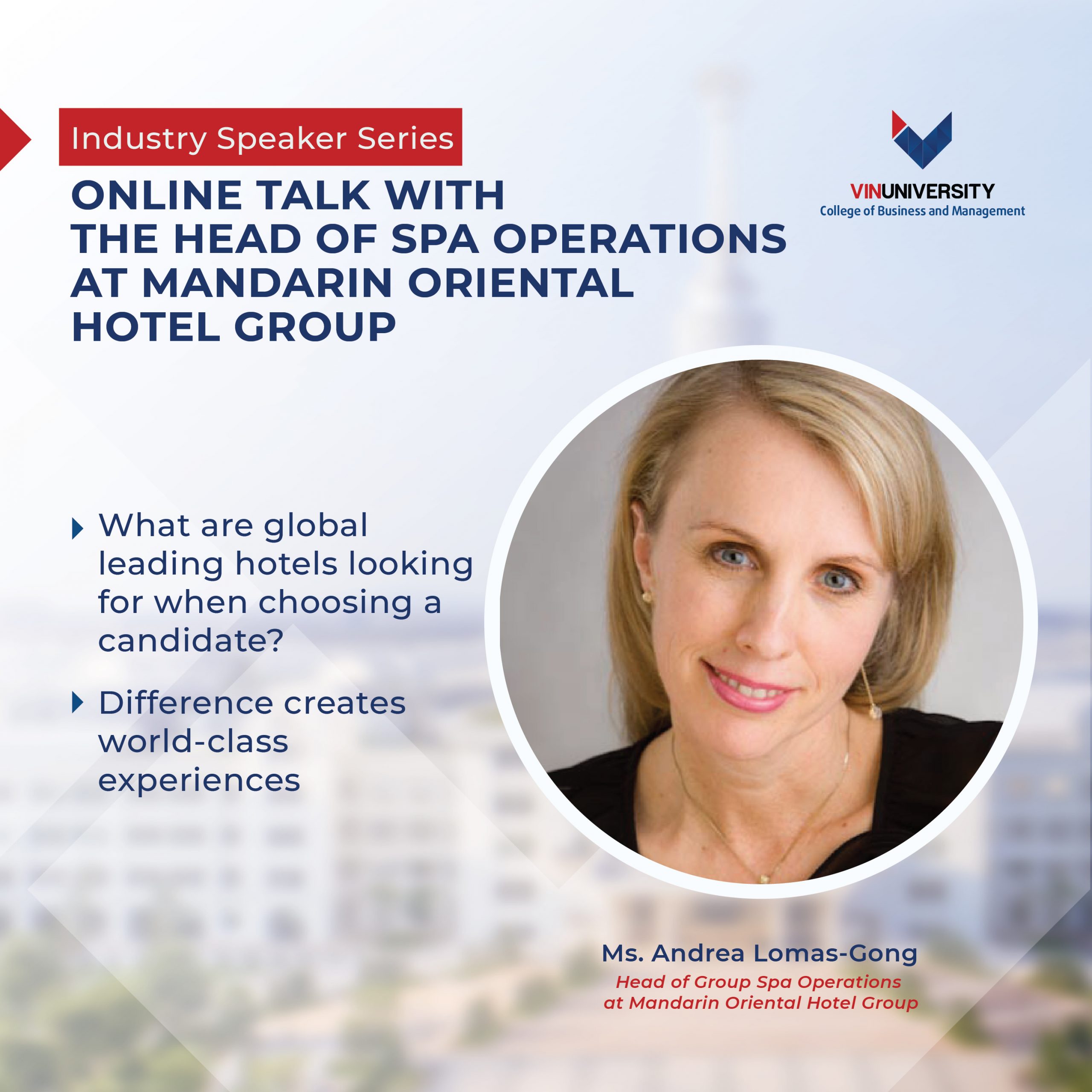 [Industry Speaker Series] Online Talk With The Head Of Group Spa Operations At Mandarin Oriental Hotel Group